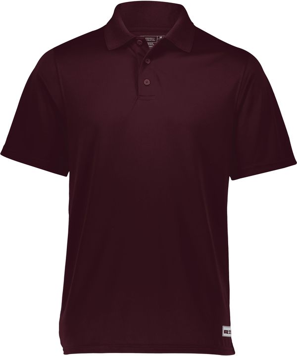 An image of a Custom Russell Athletic Essential Polo in Maroon!