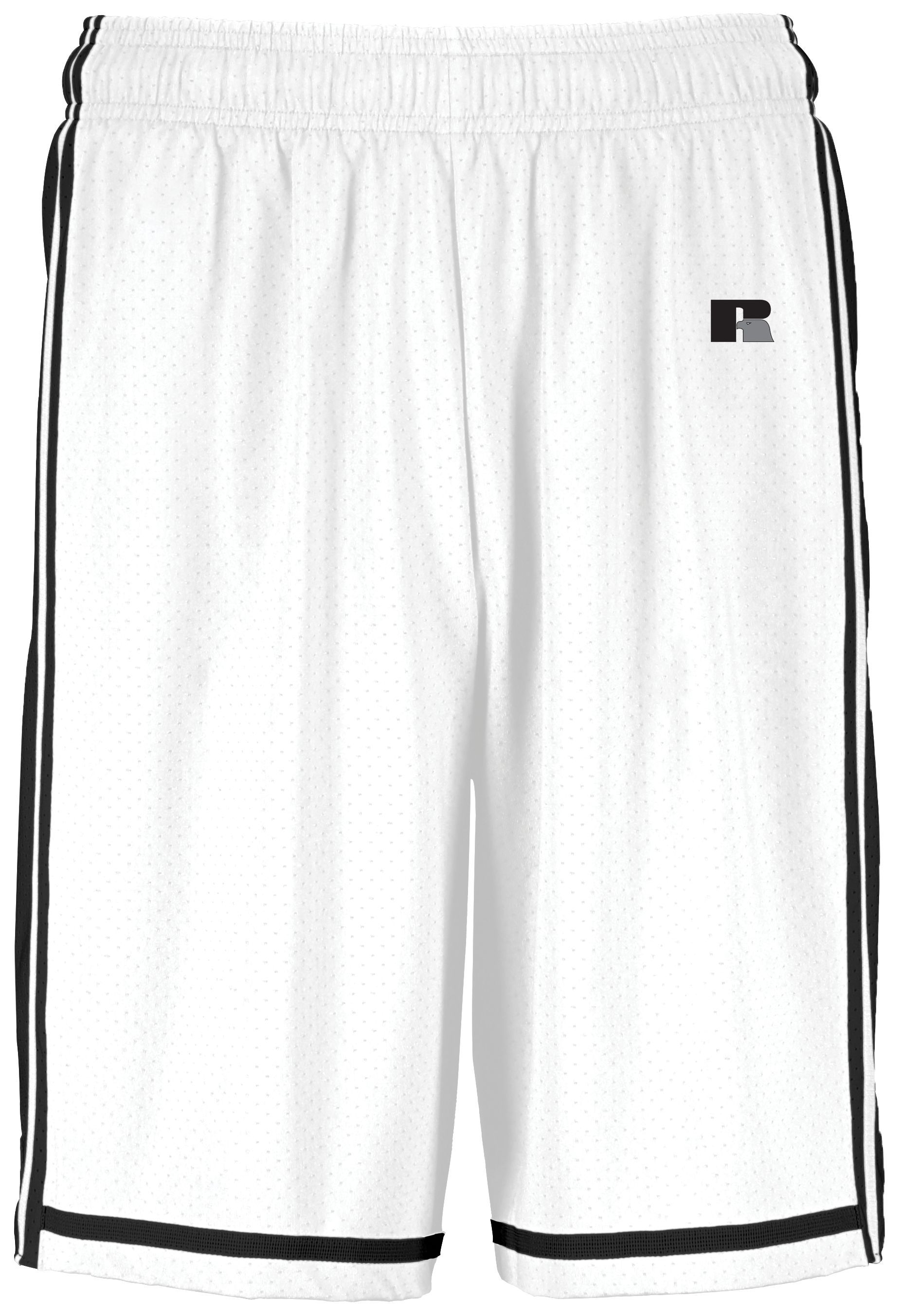 Russell Athletic Legacy Basketball Shorts in White/Black