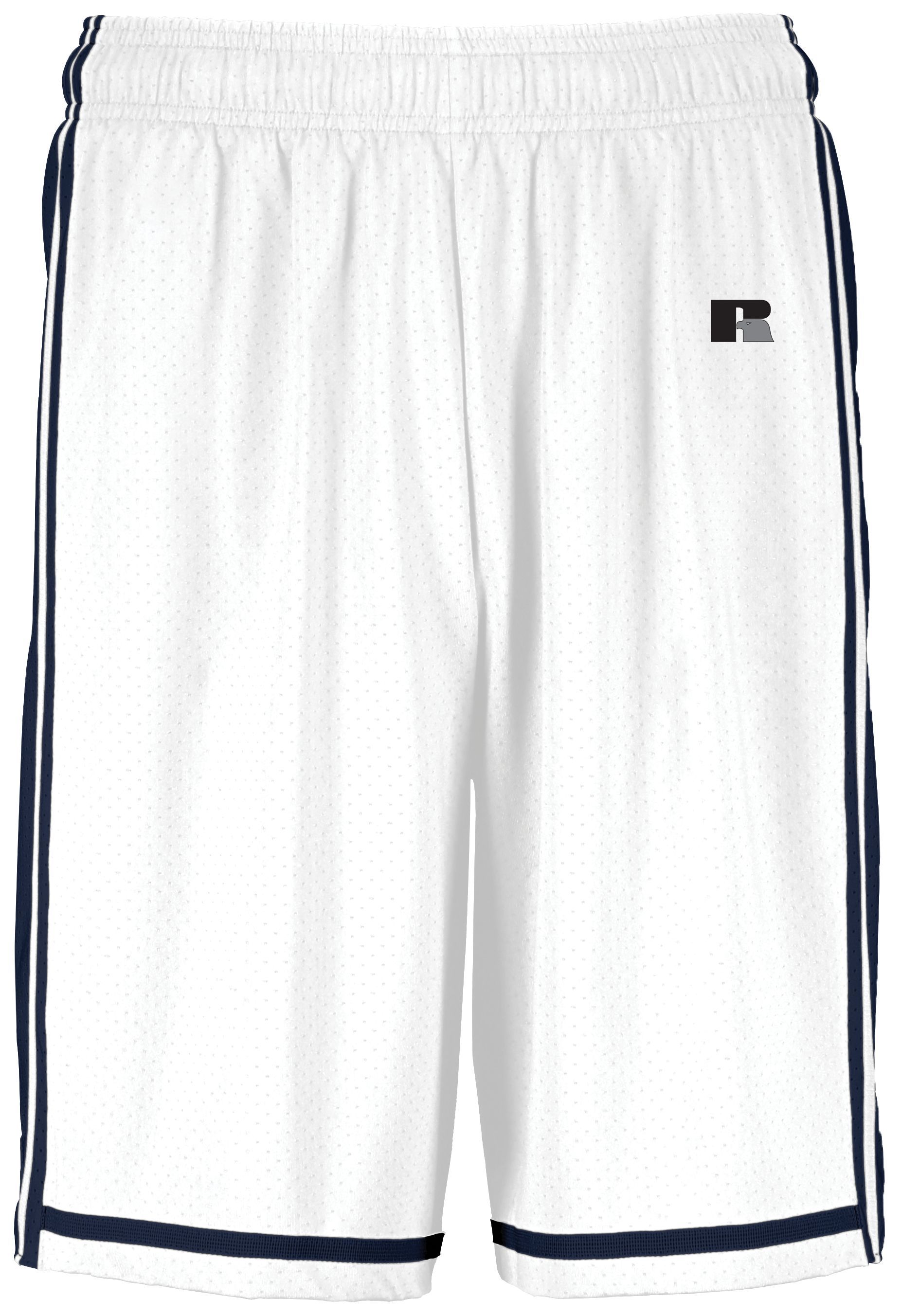 Russell Athletic Legacy Basketball Shorts in White/Navy