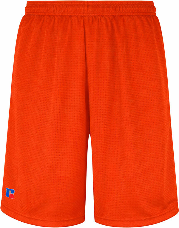 An image of a Custom Russell Athletic Mesh Shorts With Pockets in Burnt Orange!