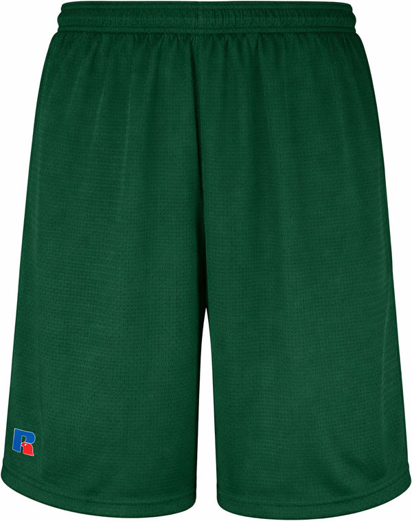An image of a Custom Russell Athletic Mesh Shorts With Pockets in Dark Green!