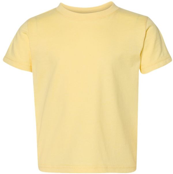 Am image of a Custom Rabbit Skins Toddler Fine Jersey Tee in Butter!