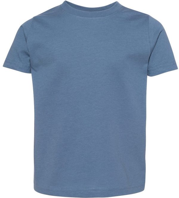 Am image of a Custom Rabbit Skins Toddler Fine Jersey Tee in Indigo!