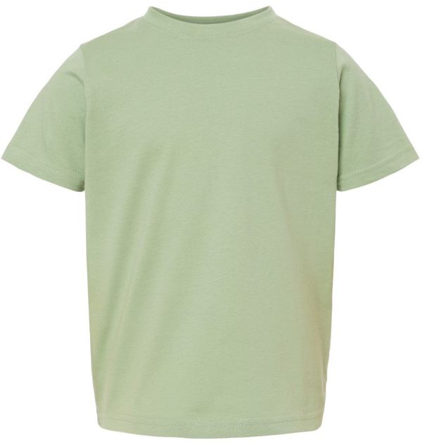 Am image of a Custom Rabbit Skins Toddler Fine Jersey Tee in Sage!