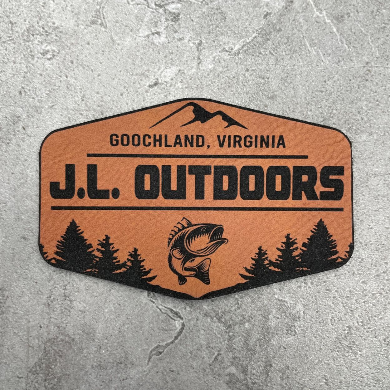 An example of custom leather patch with laser engraving