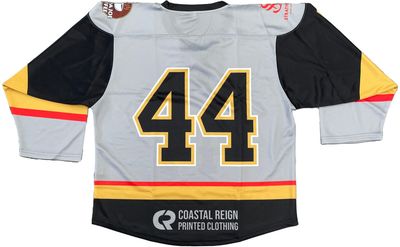Am image of a Custom Sublimated Retro Collar Youth Hockey Jersey in Hockey Fabric!