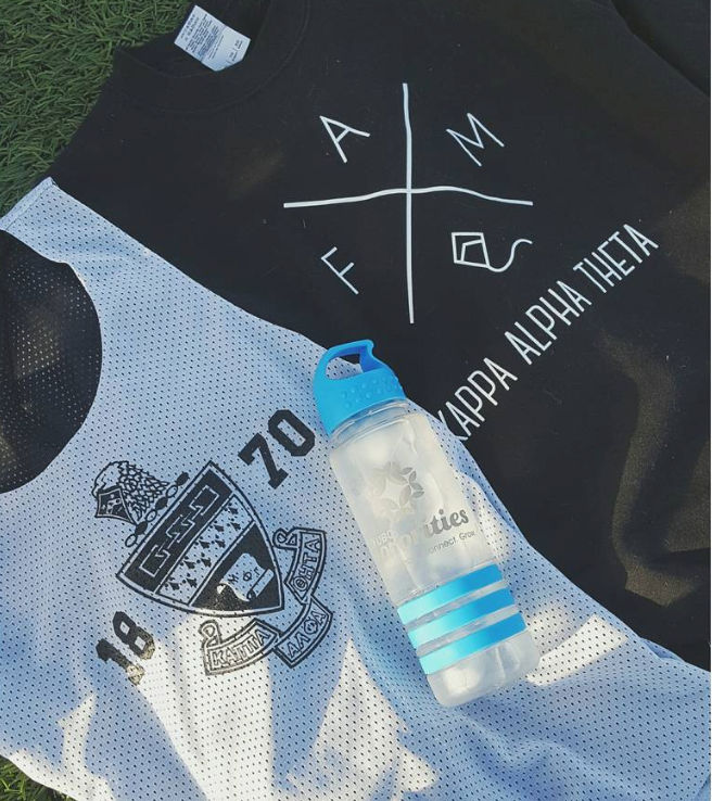 An image of custom reversible jerseys we printed for a UBC Sorority