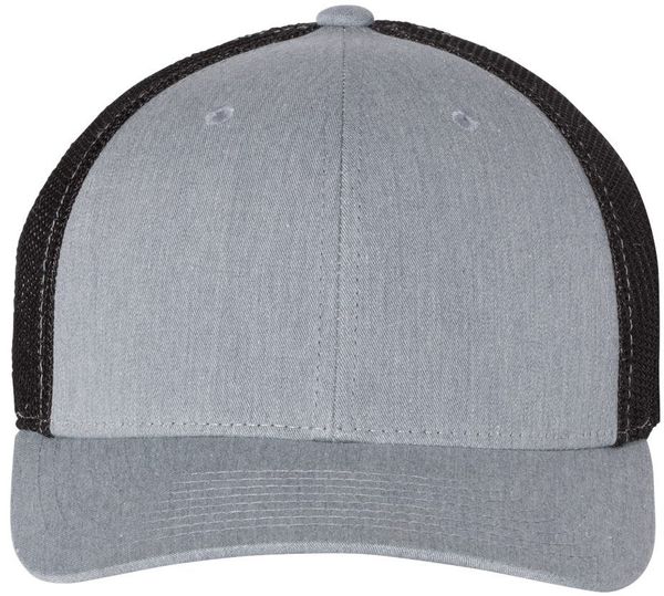 Am image of a Custom Richardson Fitted Trucker with R Flex in Heather Grey/Black!