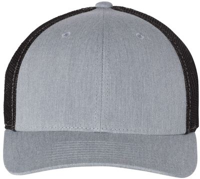 Am image of a Custom Richardson Fitted Trucker with R Flex in Heather Grey/Black!