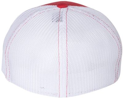 Am image of a Custom Richardson Fitted Trucker with R Flex in Red/White!