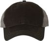 Am image of a Custom Richardson Garment Washed Trucker Cap in Black/Charcoal!