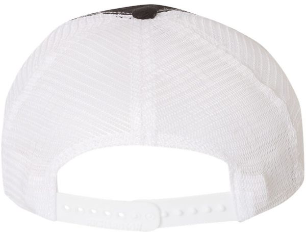 Am image of a Custom Richardson Garment Washed Trucker Cap in Black/White!