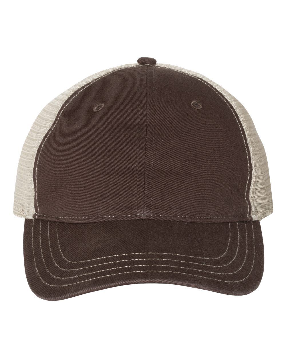 Richardson Garment Washed Trucker Cap in Brown/Khaki