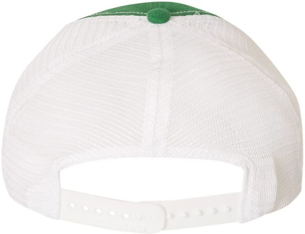 Am image of a Custom Richardson Garment Washed Trucker Cap in Kelly/White!