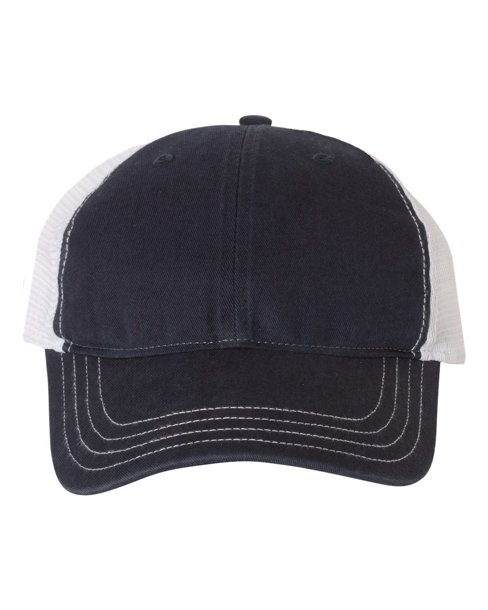 Richardson Garment Washed Trucker Cap in Navy/White