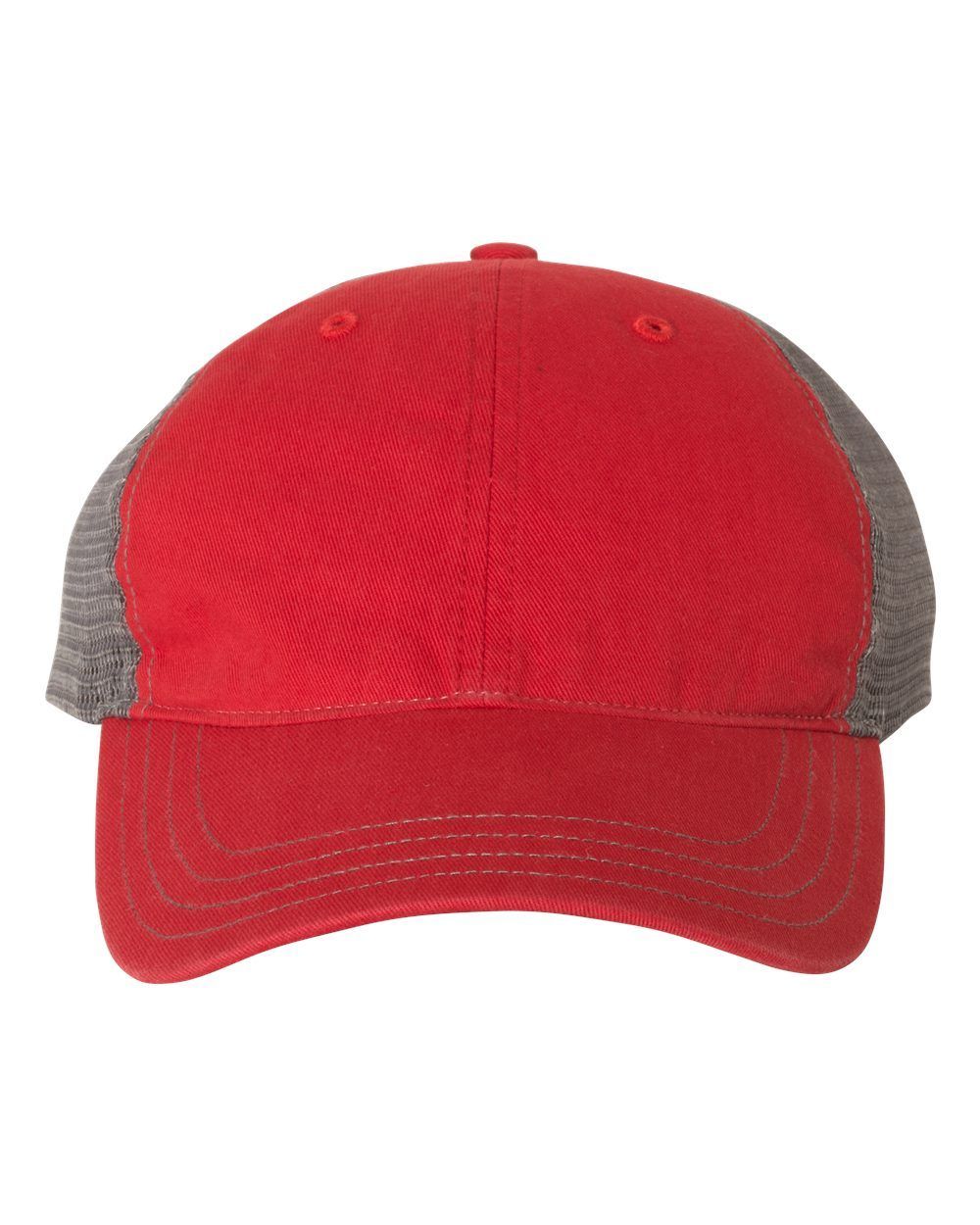 Richardson Garment Washed Trucker Cap in Red/Charcoal
