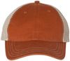 An image of a Custom Richardson Garment Washed Trucker Cap in Texas Orange/Khaki!