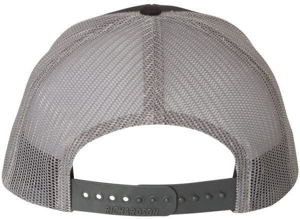 Am image of a Custom Richardson Snapback Trucker Cap in Black/Charcoal!