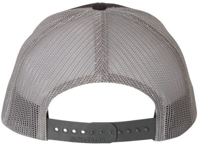 Am image of a Custom Richardson Snapback Trucker Cap in Black/Charcoal!