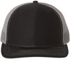 Am image of a Custom Richardson Snapback Trucker Cap in Black/Charcoal!