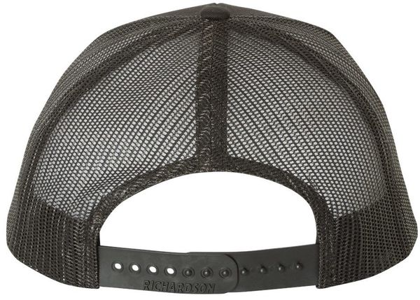 Am image of a Custom Richardson Snapback Trucker Cap in Black!