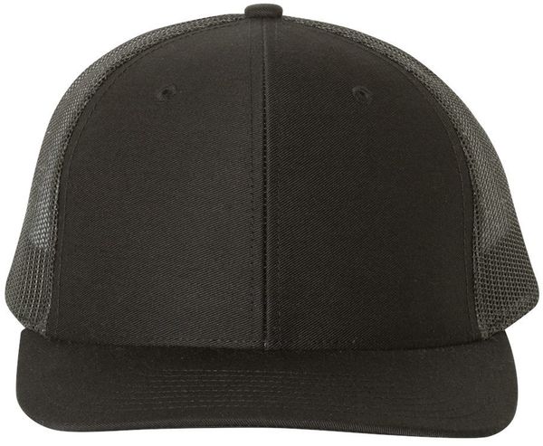 Am image of a Custom Richardson Snapback Trucker Cap in Black!