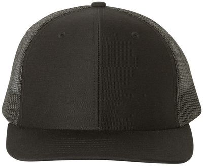 Am image of a Custom Richardson Snapback Trucker Cap in Black!