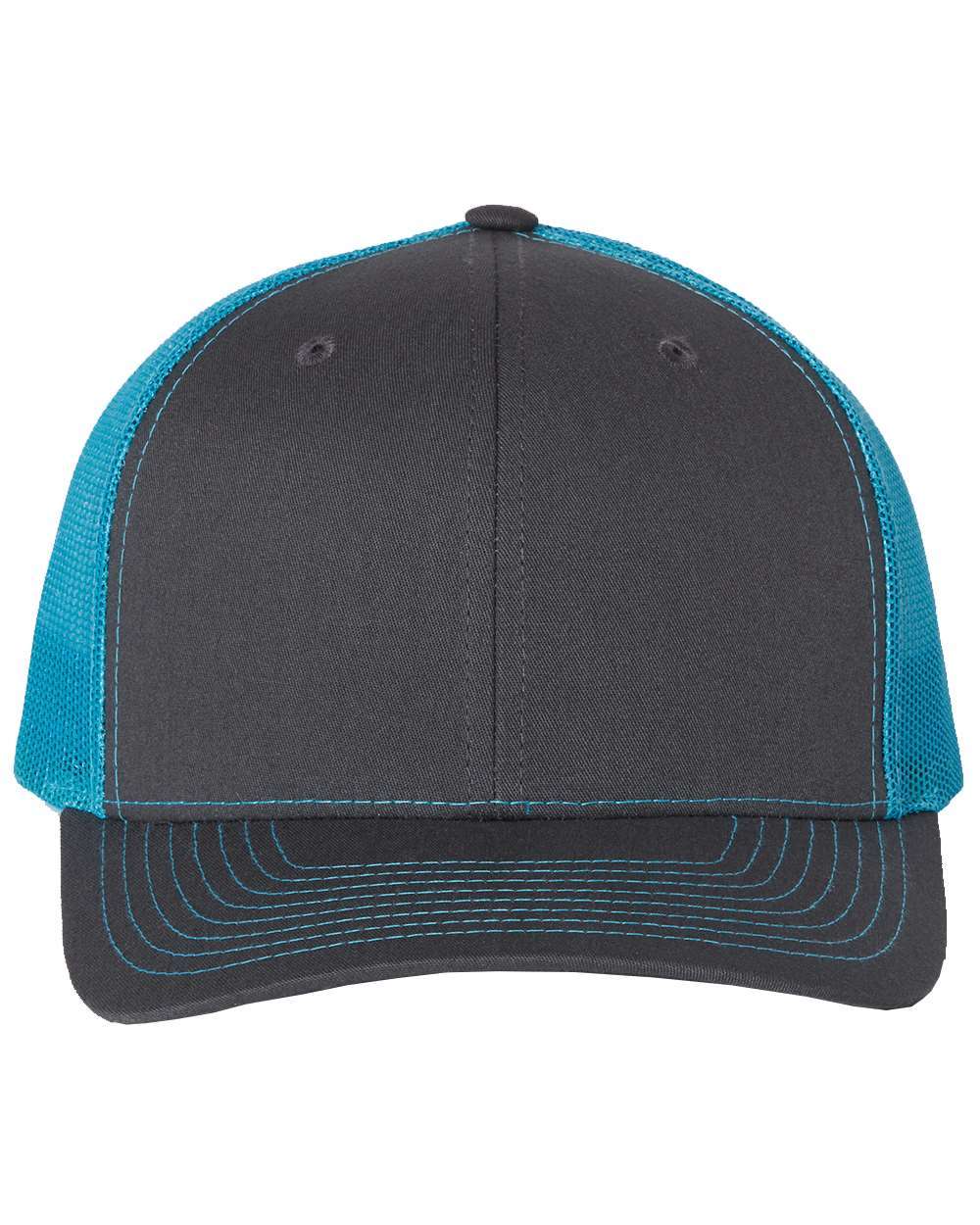 Richardson Snapback Trucker Cap in Charcoal/Neon Blue