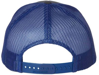 Am image of a Custom Richardson Snapback Trucker Cap in Charcoal/Royal!
