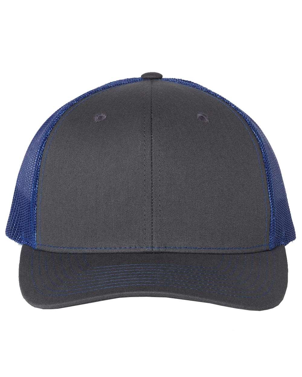 Richardson Snapback Trucker Cap in Charcoal/Royal