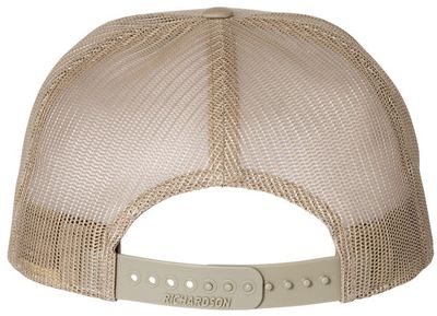 Am image of a Custom Richardson Seven Panel Trucker Cap in Brown/Khaki!