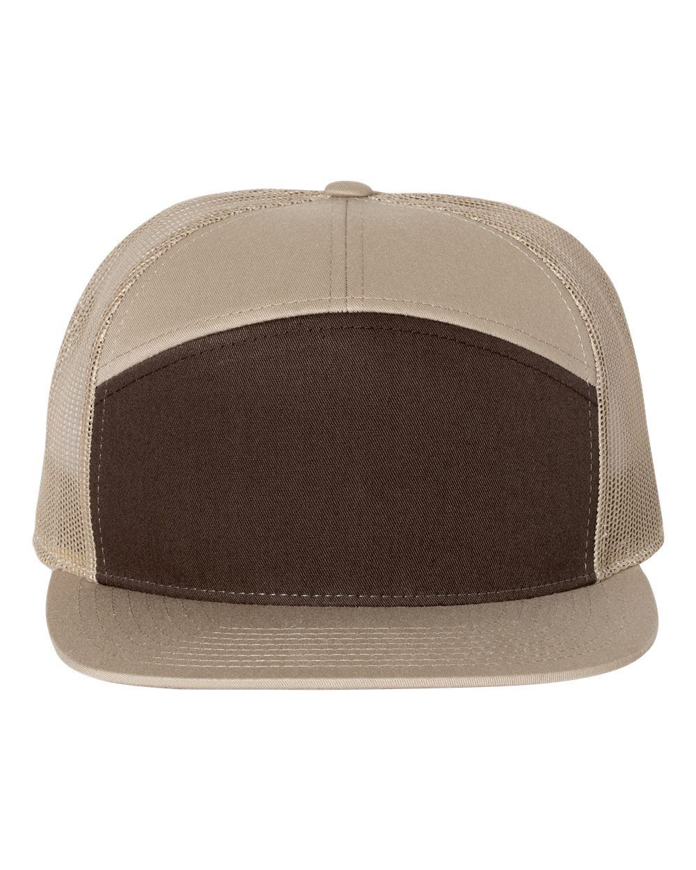 Richardson Seven Panel Trucker Cap in Brown/Khaki
