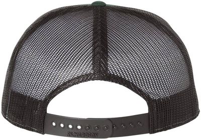 Am image of a Custom Richardson Seven Panel Trucker Cap in Dark Green/Black!