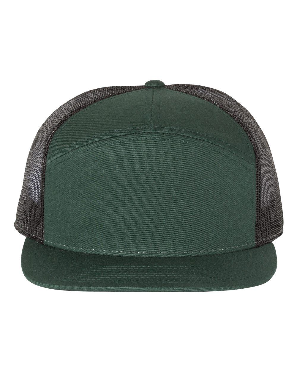 Richardson Seven Panel Trucker Cap in Dark Green/Black
