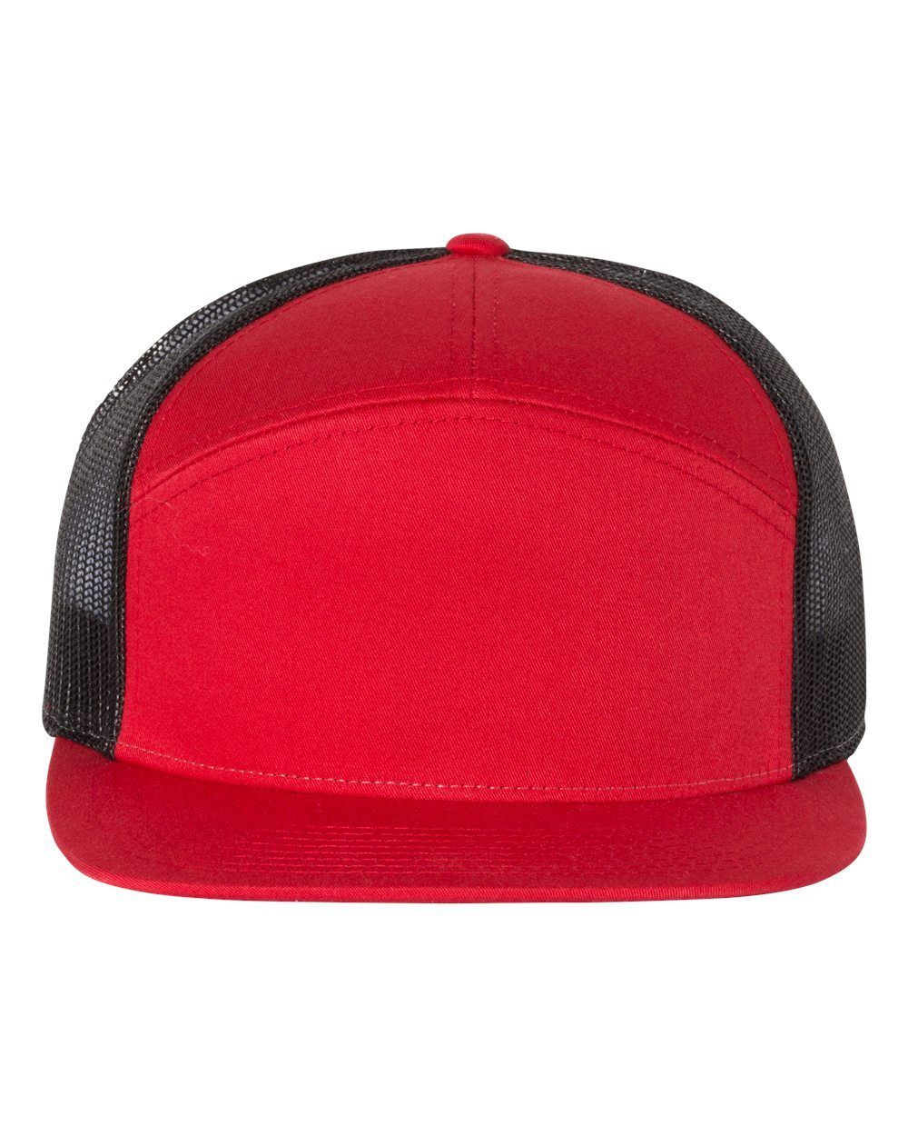 Richardson Seven Panel Trucker Cap in Red/Black