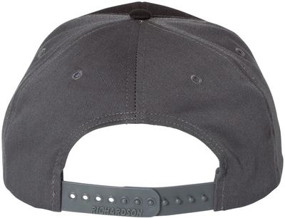 Am image of a Custom Richardson Twill Back Trucker Cap in Black/Charcoal!