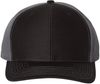 Am image of a Custom Richardson Twill Back Trucker Cap in Black/Charcoal!