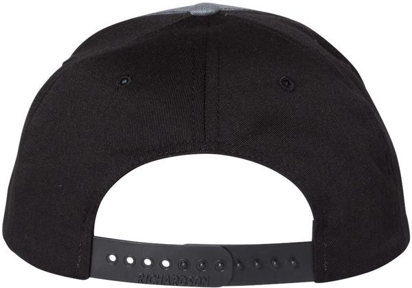 Am image of a Custom Richardson Twill Back Trucker Cap in Heather Grey/ Black!