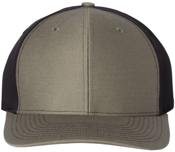 An image of a Custom Richardson Twill Back Trucker Cap in Loden/ Black!