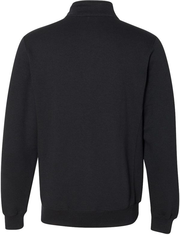 Am image of a Custom Russell Athletic Dri Power Fleece Quarter Zip Pullover in Black!