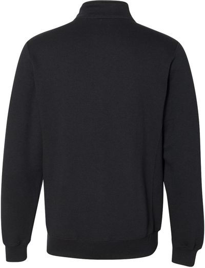 Am image of a Custom Russell Athletic Dri Power Fleece Quarter Zip Pullover in Black!