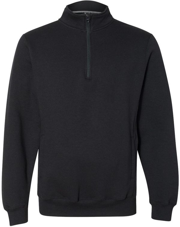 Am image of a Custom Russell Athletic Dri Power Fleece Quarter Zip Pullover in Black!