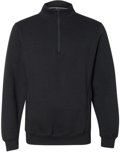Am image of a Custom Russell Athletic Dri Power Fleece Quarter Zip Pullover in Black!