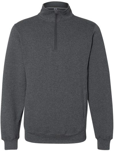 Am image of a Custom Russell Athletic Dri Power Fleece Quarter Zip Pullover in Black Heather!