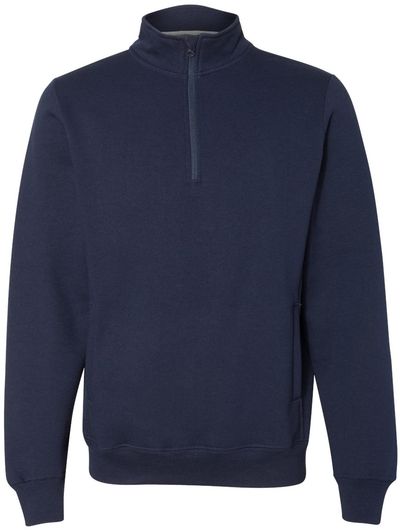 Am image of a Custom Russell Athletic Dri Power Fleece Quarter Zip Pullover in J.Navy!