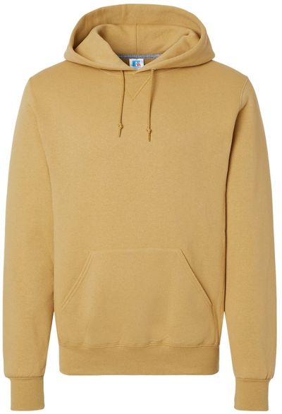 Am image of a Custom Russell Athletic Dri Power Fleece Hoodie in Almond!