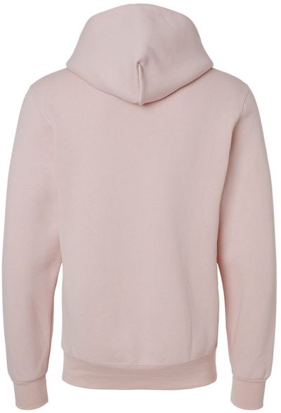 Am image of a Custom Russell Athletic Dri Power Fleece Hoodie in Blush Pink!