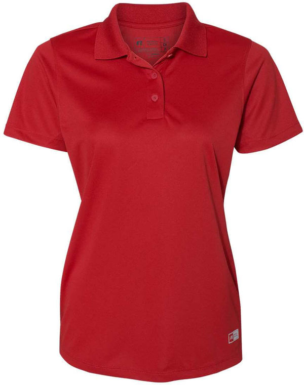 An image of a Custom Russell Athletic Women's Essential Sport Shirt in True Red!