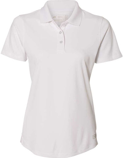 Am image of a Custom Russell Athletic Women's Essential Sport Shirt in White!