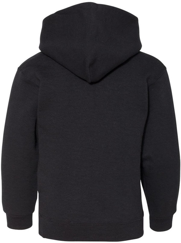 Am image of a Custom Youth Dri Power Hooded Pullover Sweatshirt in Black!
